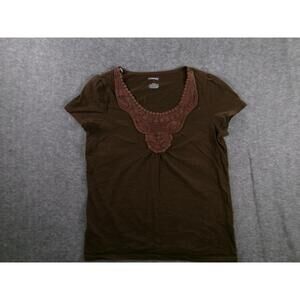 St Johns Bay Top Women Large Brown Base Layer Crochet Boho Casual Capsule Work